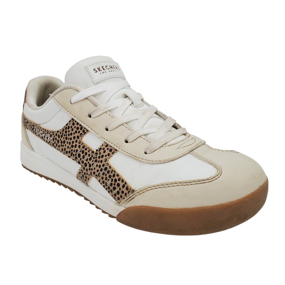 Skechers Zinger Concrete Safari Memory Foam Sneakers White Leopard Women Size 7